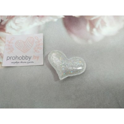 Патч глянец "Сердечко", 3*3,9 см, цвет серебро