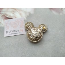 Патч 3D с блестками "Микки", 4,2*3,5 см, цвет светлое золото