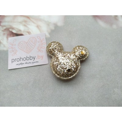 Патч 3D с блестками "Микки", 4,2*3,5 см, цвет светлое золото
