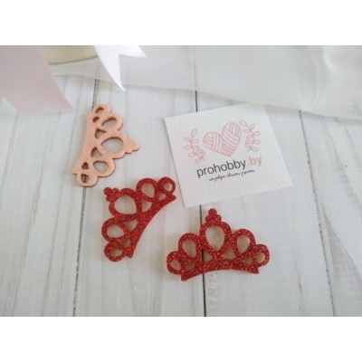 Патч с блестками "Корона ажурная", 4,4*2,8 см, цвет красный