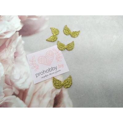 Патч с блестками "Крылья маленькие", 2*1 см, цвет золотой светлый