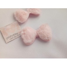 Патч меховой "Бантик", 6,5*3,7 см, цвет светло-розовый