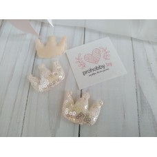 Патч с пайетками "Корона", 4*3,2 см, цвет бежевый