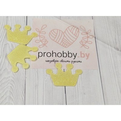 Патч с глиттером "Корона", 4*2,2 см, цвет жёлтый