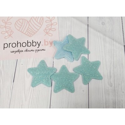 Патч с глиттером "Звездочка", 3,3 см, цвет аквамарин