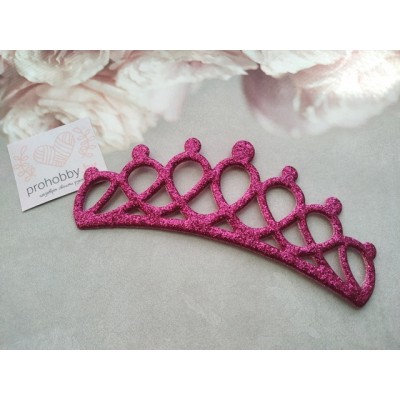 Патч с блестками "Корона большая", 14*4 см, цвет фуксия