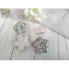 Патч 3D россыпь пайеток "Цветок", 4 см, цвет белый/голубой