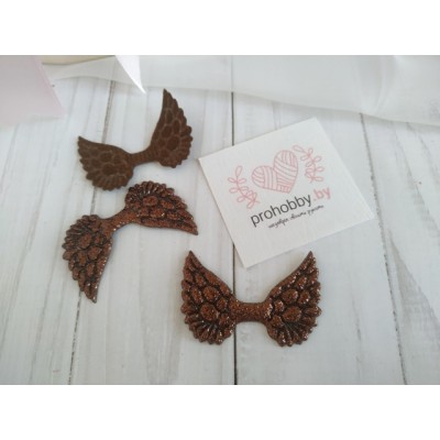 Патч с блестками "Крылья", 4,5*3 см, цвет шоколадный