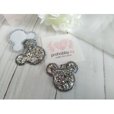 Патч 3D россыпь пайеток "Микки Маус", 4*3,8 см, цвет серебро