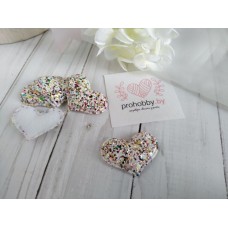 Патч 3D россыпь пайеток "Сердце", 2,8*3,8 см, цвет белый/розовый