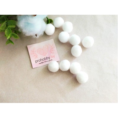 Помпоны Premium, 20 мм, цвет белый