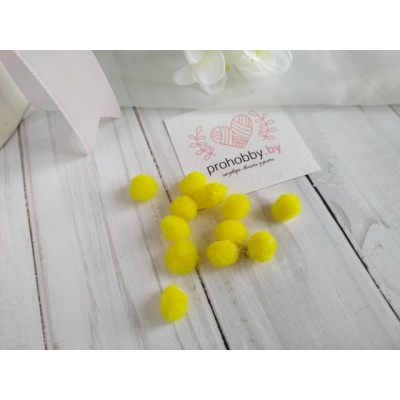 Помпоны, 10 мм, цвет желтый, 10 шт