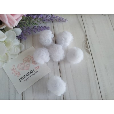 Помпоны из фатина 2,5 см, цвет белый