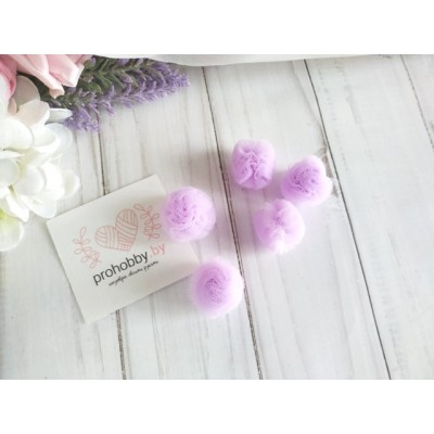 Помпоны из фатина 2,5 см, цвет сиреневый