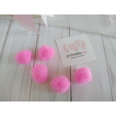 Помпоны, 25 мм, цвет ярко-розовый