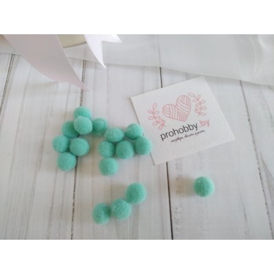 Помпоны Premium, 10 мм, цвет аквамарин