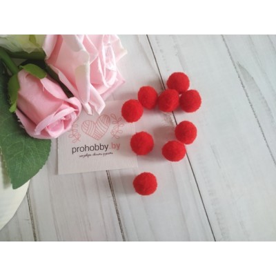 Помпоны Premium, 15 мм, цвет красный