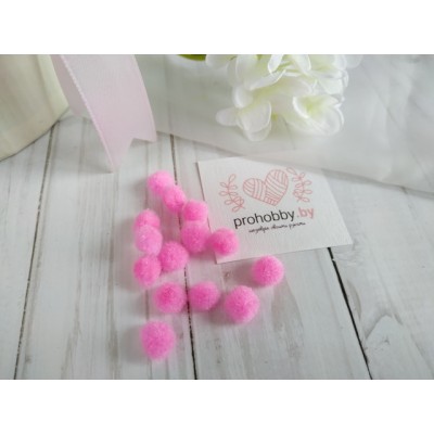 Помпоны, 10 мм, цвет розовый, 10 шт