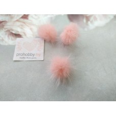 Помпоны из натурального меха, 3 см, цвет розовый №10