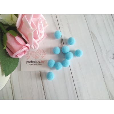 Помпоны Premium, 15 мм, цвет голубой