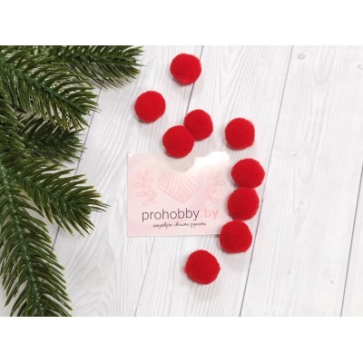 Помпоны Premium, 15 мм, цвет красный