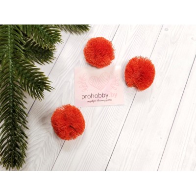 Помпоны-сеточка, 30 мм, цвет оранжевый