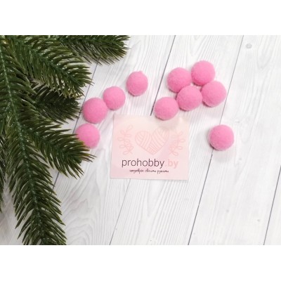 Помпоны Premium, 15 мм, цвет розовый