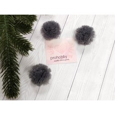 Помпоны-сеточка, 30 мм, цвет серый