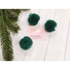 Помпоны-сеточка, 30 мм, цвет тёмно-зелёный
