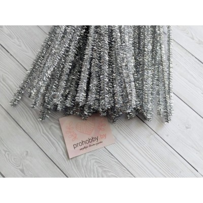 Проволока синельная металлик, цвет серебро №B-003