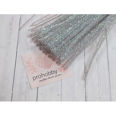 Проволока синельная металлик, цвет белый с отливом №B-012