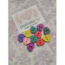 Пуговицы деревянные с принтом Сердце