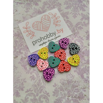 Пуговицы деревянные с принтом Сердце