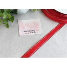 Лента репсовая с люрексом 10 мм, цвет красный/серебро №26