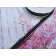 Лента репсовая с люрексом 10 мм, цвет черный/серебро №39