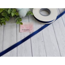 Лента репсовая с люрексом 10 мм, цвет синий/серебро №240