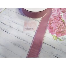 Лента репсовая с люрексом 25 мм, цвет пенка/серебро №102