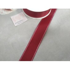 Лента репсовая с люрексом 25 мм, цвет бордовый/серебро №37