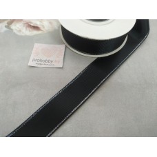 Лента репсовая с люрексом 25 мм, цвет черный/серебро №39