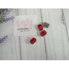 Стразы в цапах, 10*14 мм, цвет красный в серебре