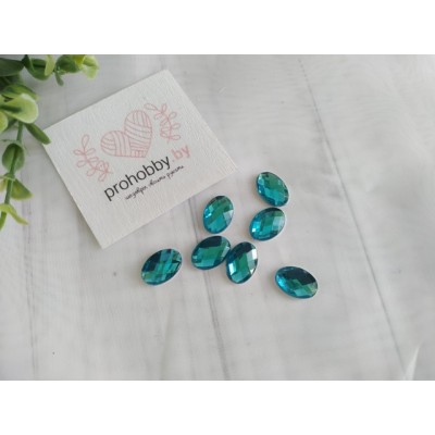 Стразы овальные 10*14 мм, цвет голубой