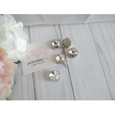 Стразы в цапах пришивные, круг 14 мм, цвет белый в серебре №1