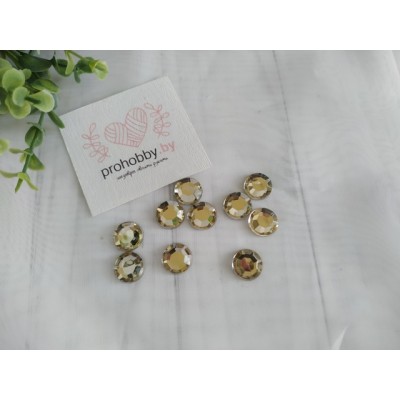 Стразы круглые 12 мм, цвет золотой