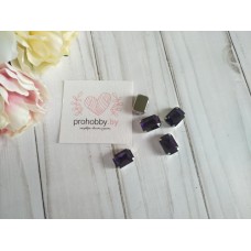 Стразы в цапах, 10*14 мм, цвет фиолетовый в серебре