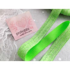 Тесьма эластичная с люрексом, цвет салатовый