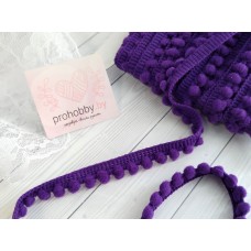 Тесьма с помпонами, 12 мм, цвет фиолетовый