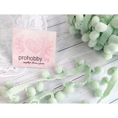 Тесьма Шарики, 30 мм, цвет мята