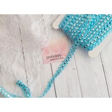 Тесьма отделочная с люрексом, 8 мм, цвет голубой/серебро