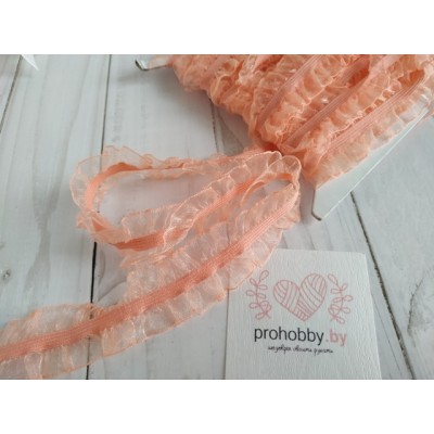 Тесьма с резинкой, цвет персиковый