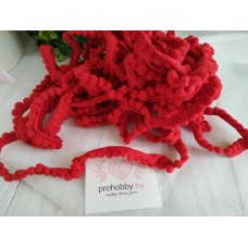 Тесьма с помпонами, 12 мм, цвет красный